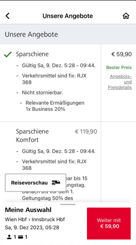 ÖBB Ticket buchen